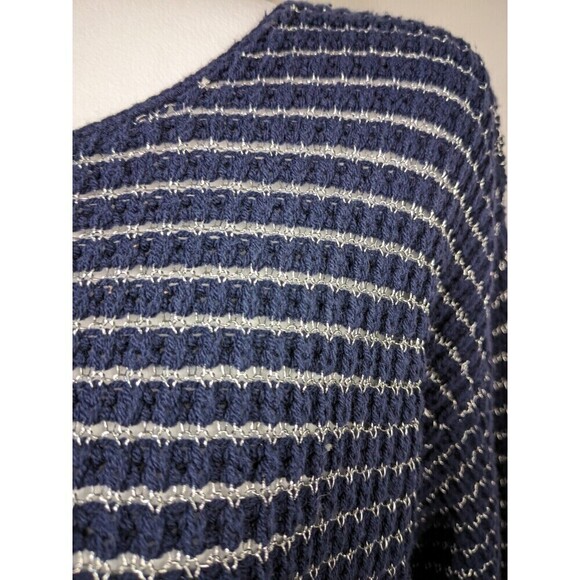 Chico's S M Bundle Lot 2 Navy Blue Silver Stripes Pullover Sweater Top Blouse 16 - Picture 8 of 12
